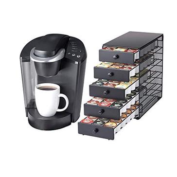 TreeLen Coffee Pod Holder, K Cup Organizer, Large Capacity K Cup Holder for 40 K Cups, K Pod Storage for Coffee Bar - Black