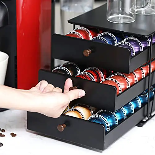Peak Coffee Pod Holder for 30+ Nespresso Vertuo Vertuoline Pods- Extra  Storage Available Inside Carousel – Capsules Storage Organiser 360°  Rotating